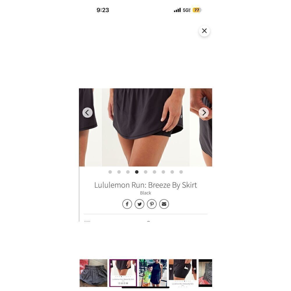 Lululemon Run Breeze size 8 black skirt. Shorts under with pockets.